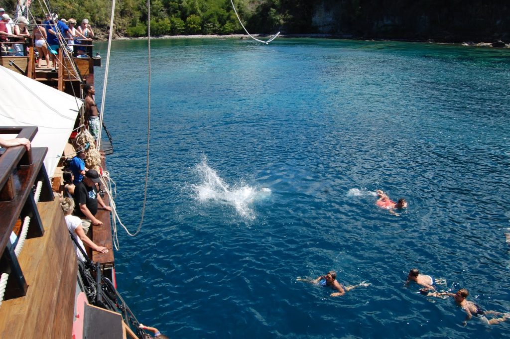 Sea Spray Cruises St. Lucia visitors snorkeling