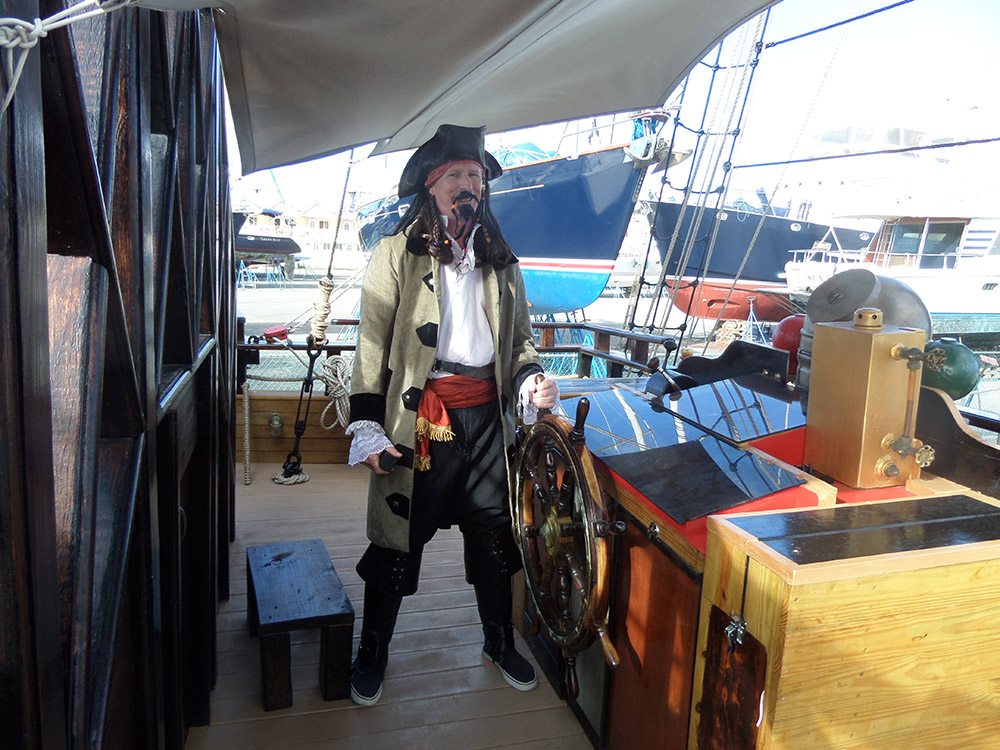 Sea Spray Cruises St. Lucia visitor in pirate costume
