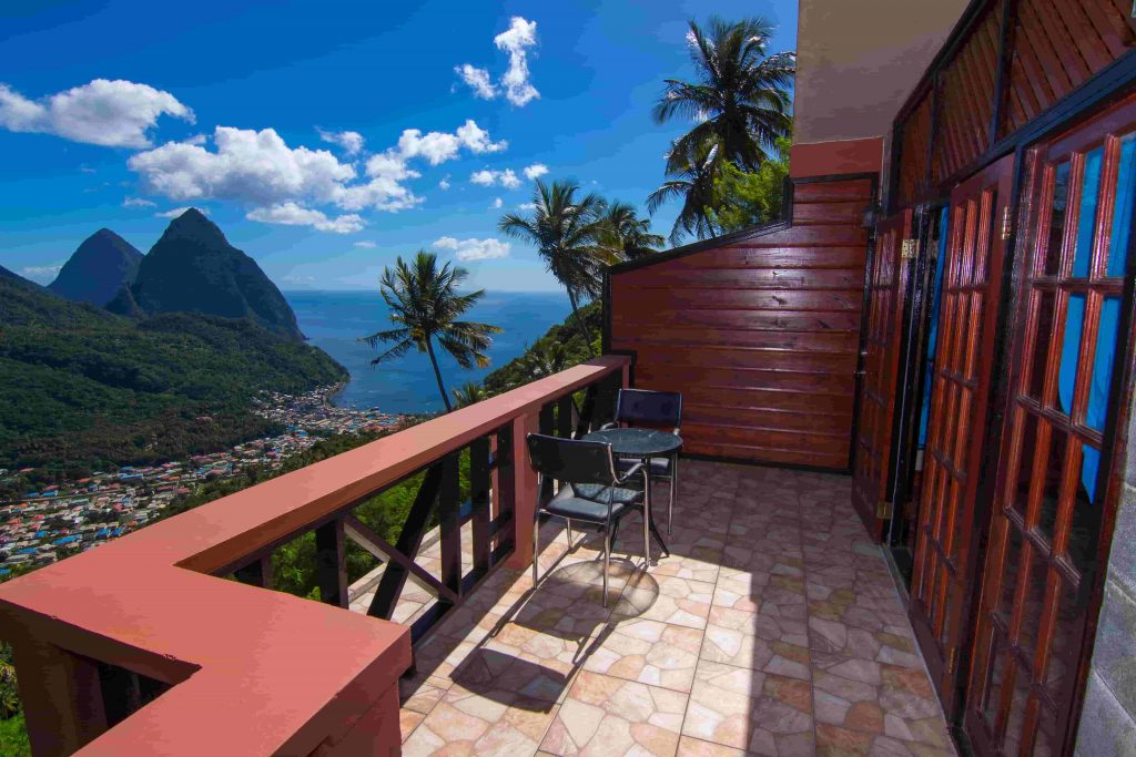 Samfi Gardens St. Lucia Balcony Pitons View