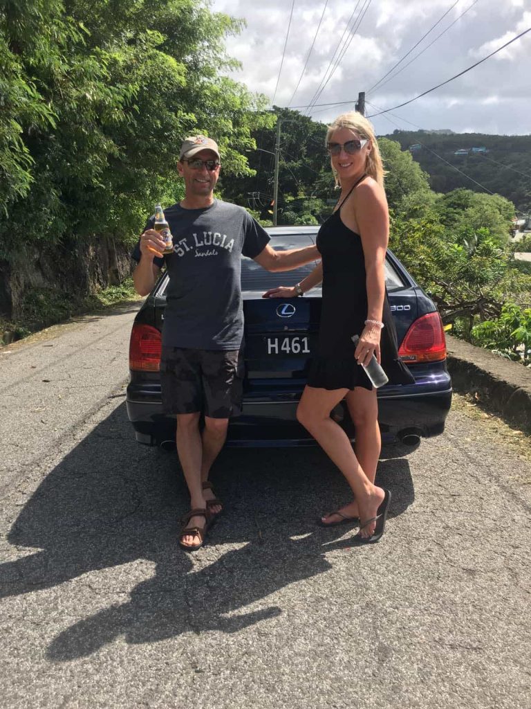 St. Lucia Specialized Taxi Service Couple Enjoying Local Beer