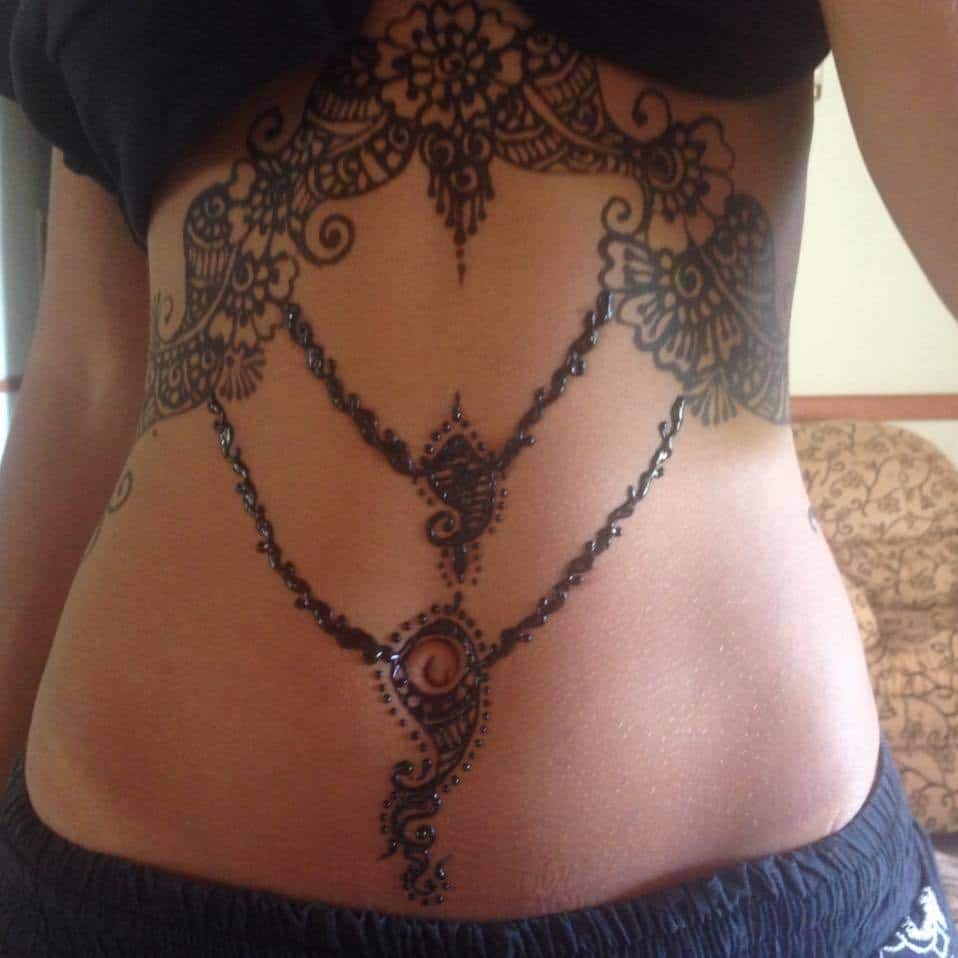 Temporary henna tattoo body art