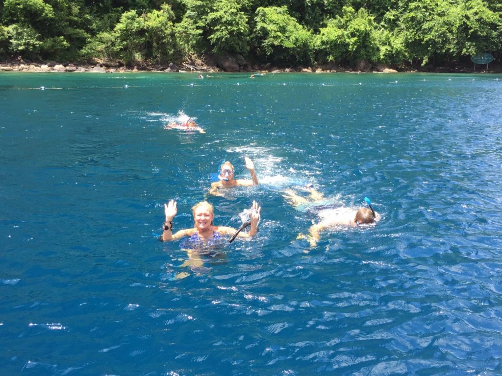 Sugar Boat Charters guests having a swim
