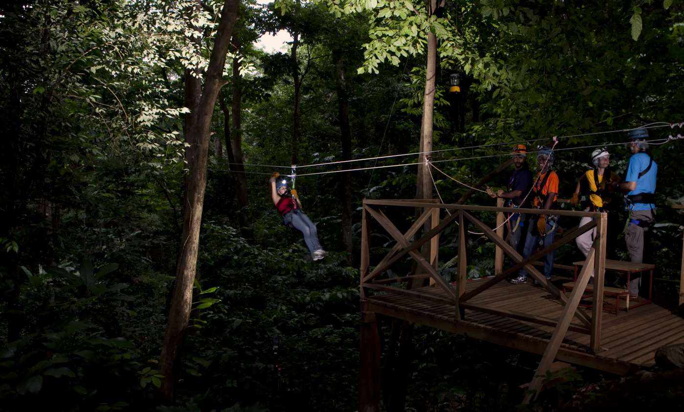 Night ziplining in St. Lucia