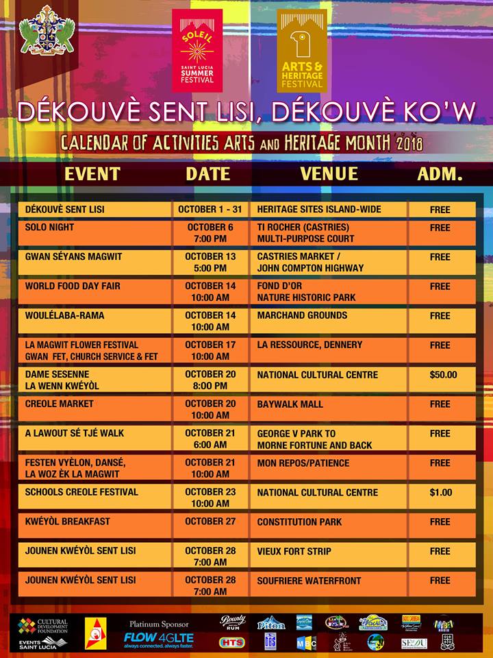 Jounen Kweyol 2018 Calendar of events