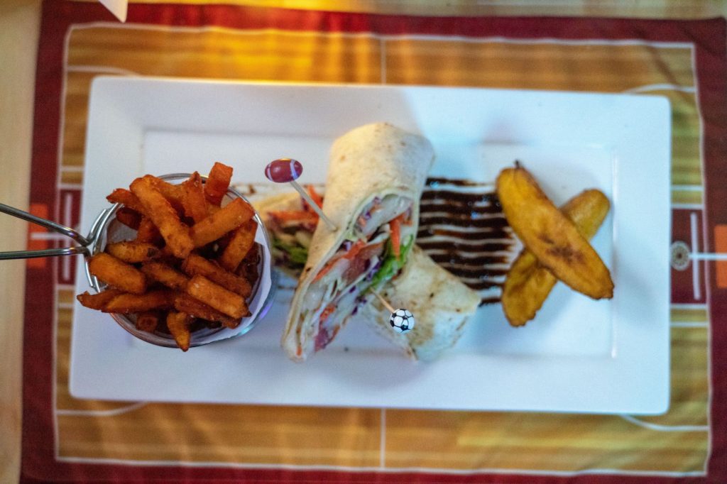 valelse sports bar and restaurant st lucia wrap and fries