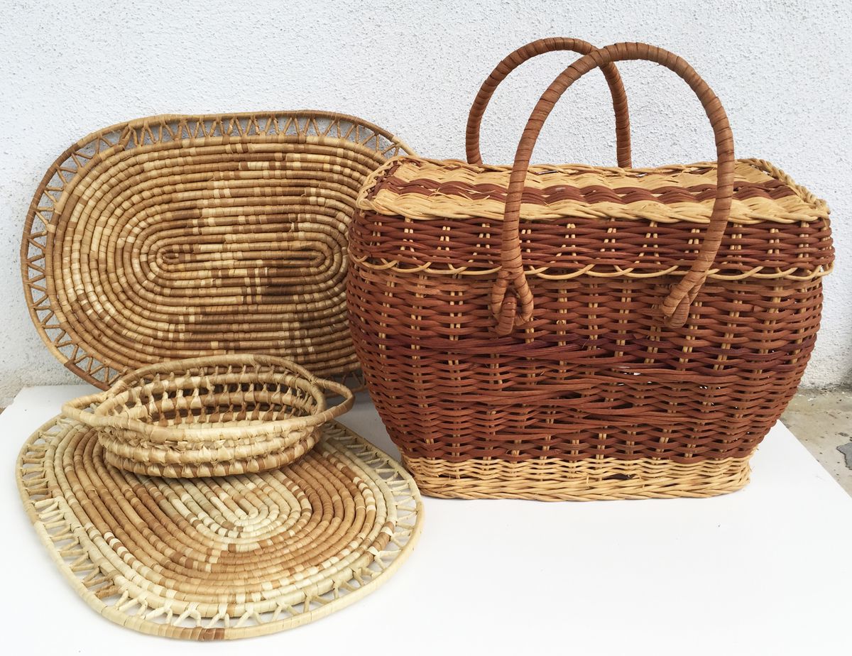 Straw basket and mat from St. Lucia