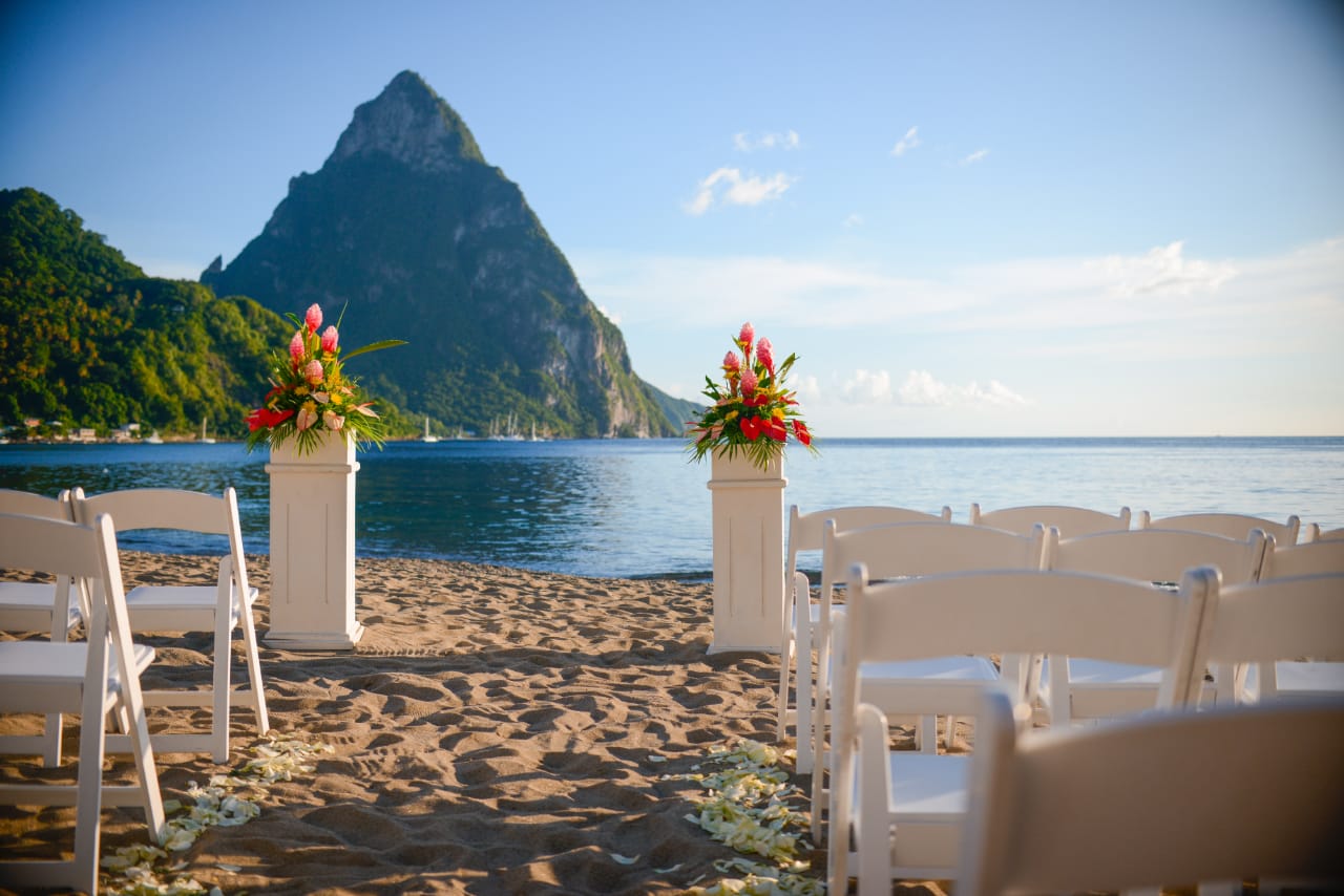 wedding with piton background