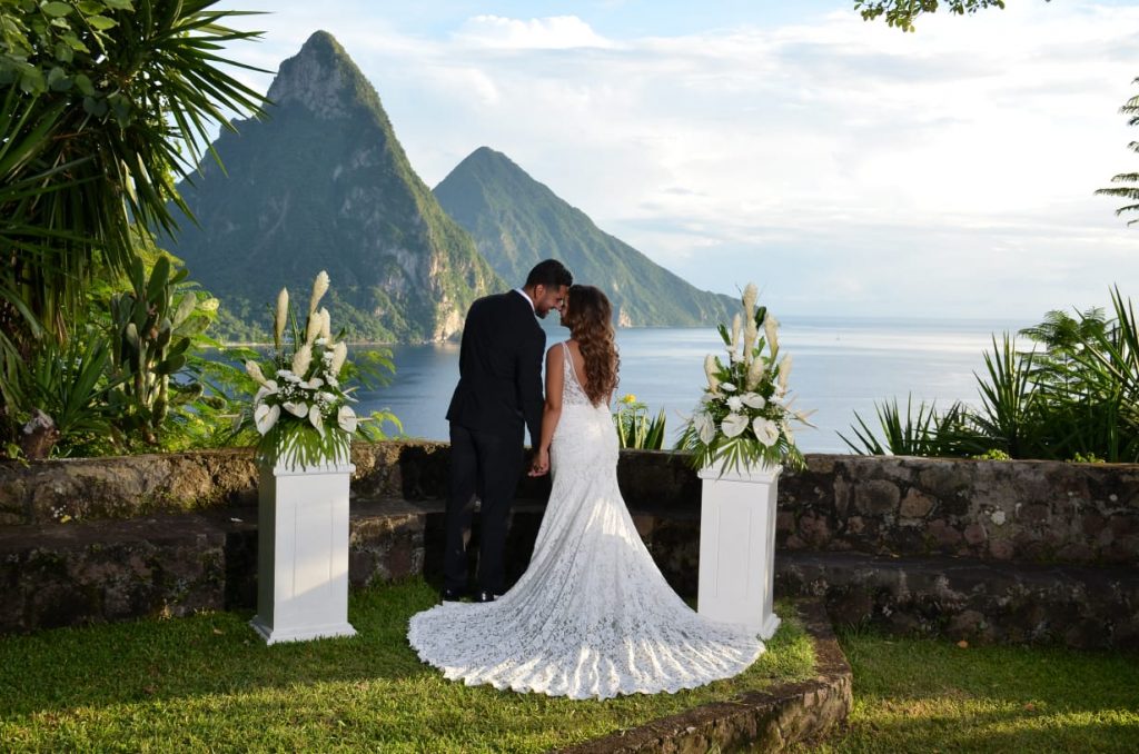 St Lucia wedding with Pitons backdrop