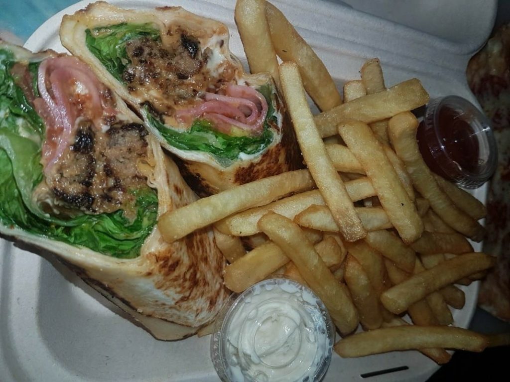 La Burger Joint wrap and fries